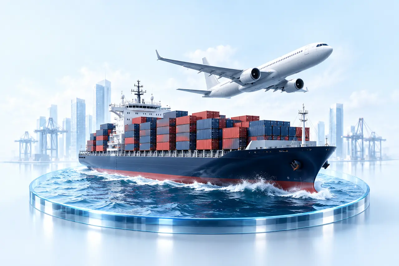 Mô hình 3D tàu container và máy bay vận tải